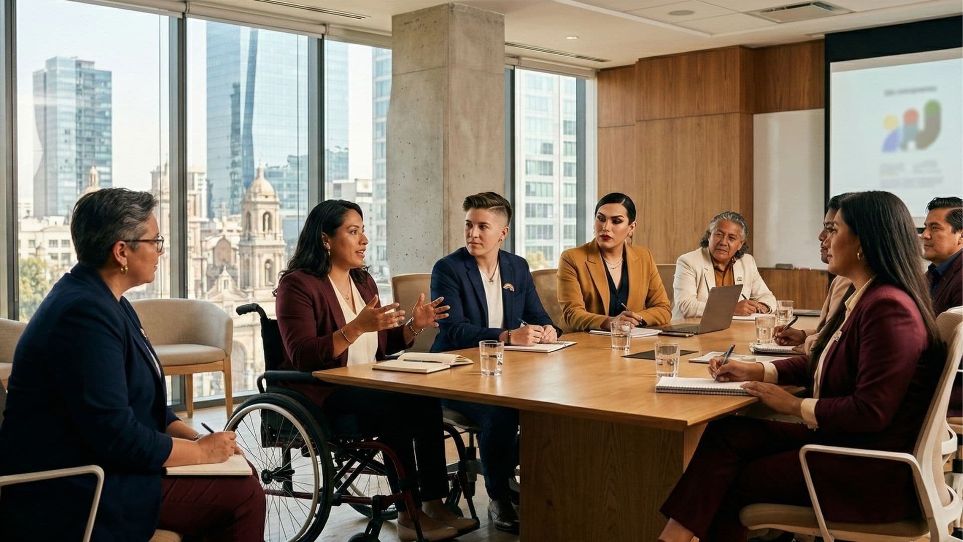 Equipo diverso e inclusivo en sesión de trabajo — MAREA Consulting y ADIL